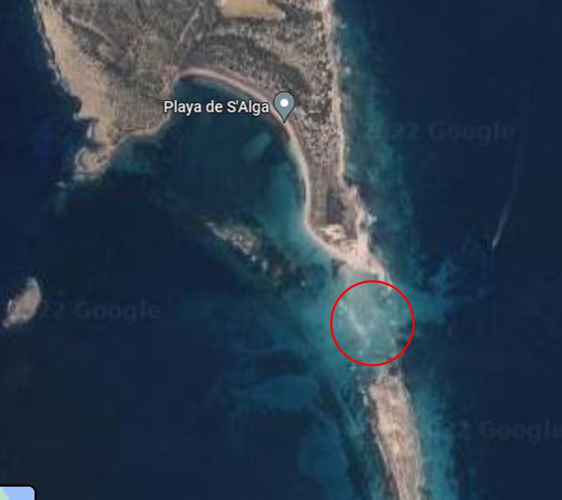 Áreas peligrosas para navegar en Formentera: Paso de Espalmador